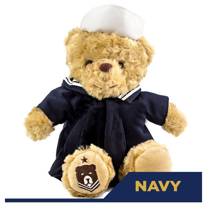 A ZZZ Bears navy teddy bear in uniform