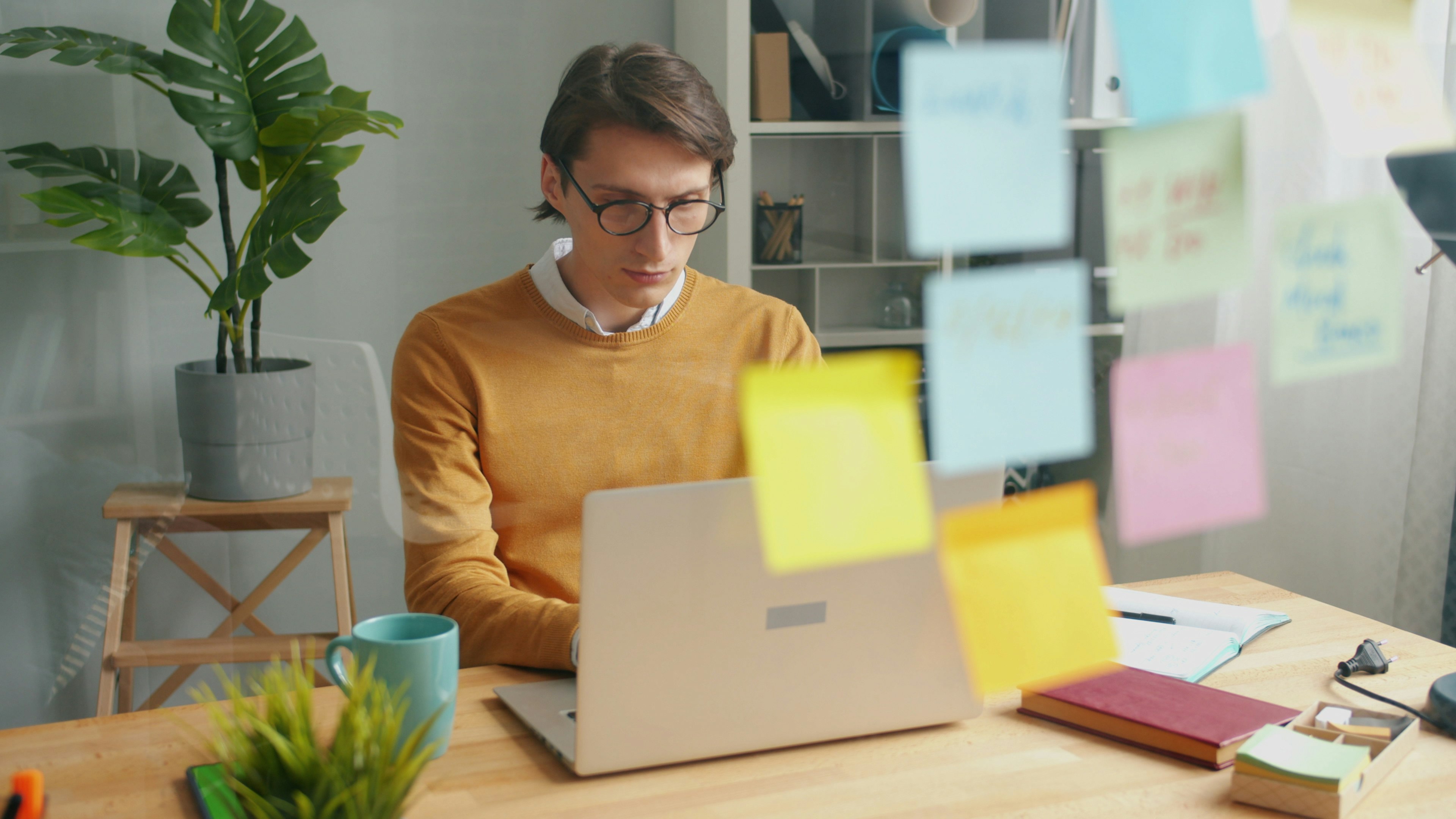 Student working on a laptop